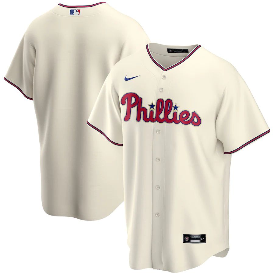 Mens Philadelphia Phillies Nike Cream Alternate Replica Team MLB Jerseys